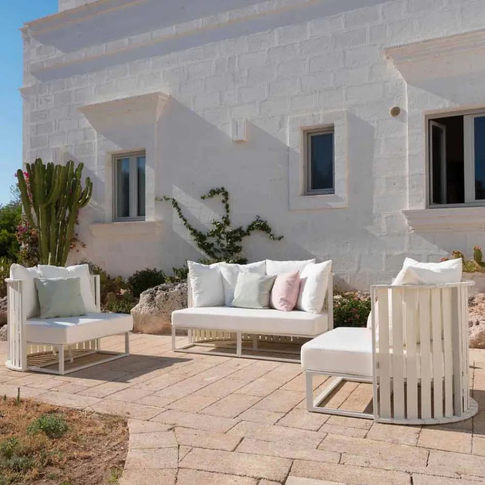 Fauteuil d'extérieur en aluminium et cordes design de luxe 3 finitions - Julie Viadurini