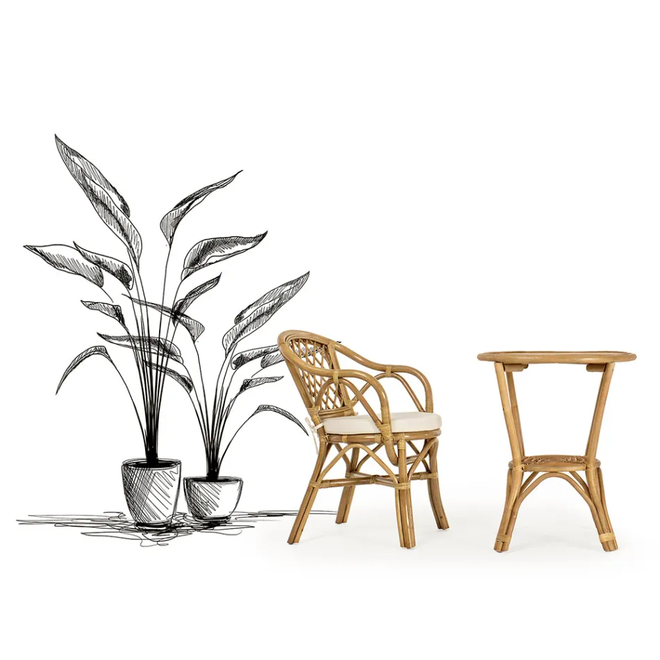 Fauteuil d'extérieur en rotin naturel empilable de jardin - Spora Viadurini