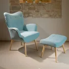 Fauteuil et pouf en bois et tissu mélangé coton - Ailano Viadurini