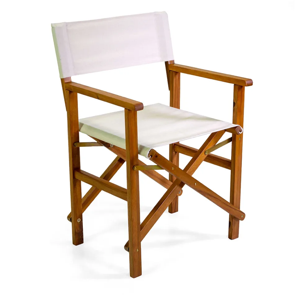 Fauteuil directeur en bois d'acacia huilé coloris naturel - Technique Viadurini