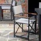 Fauteuil directeur en aluminium, textilène et accoudoir en teck - Tenda Viadurini