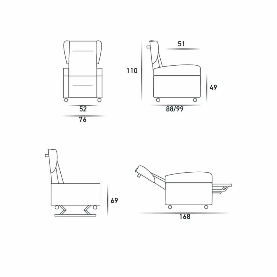 Fauteuil orthopédique se détendre 4 moteurs fabriqués en Italie Giglio, design moderne Viadurini