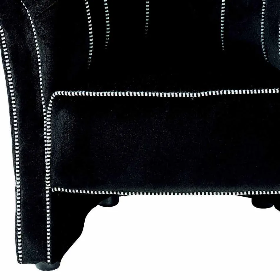 Fauteuil lounge en velours noir avec surpiqûres contrastées Made in Italy - Roulette Viadurini