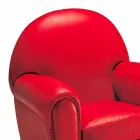 Fauteuil de salon recouvert de cuir avec pieds en bois fabriqué en Italie - Pegolo Viadurini