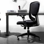 Fauteuil pivotant semi-directionnel et moderne en maille noire - Simona Viadurini