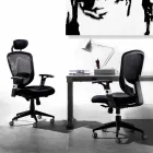 Fauteuil pivotant semi-directionnel et moderne en maille noire - Simona Viadurini