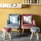 Fauteuil de Salon Effet Bois et Velours Design Scandinave - Cinzio Viadurini