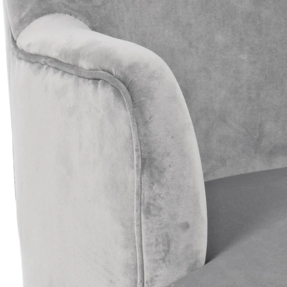 Fauteuil de Salon Effet Bois et Velours Design Scandinave - Cinzio Viadurini