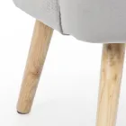 Fauteuil de Salon Effet Bois et Velours Design Scandinave - Cinzio Viadurini