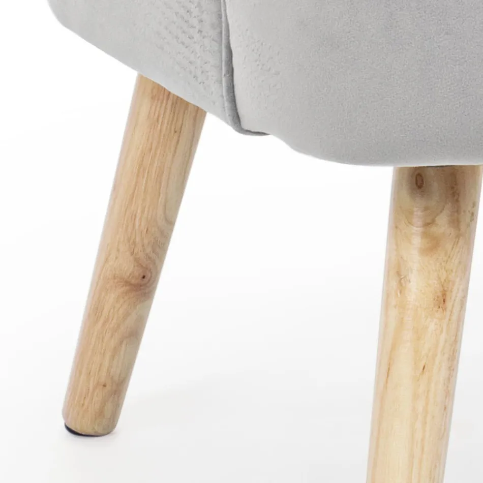 Fauteuil de Salon Effet Bois et Velours Design Scandinave - Cinzio Viadurini