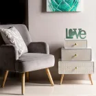 Fauteuil de Salon Effet Bois et Velours Design Scandinave - Cinzio Viadurini