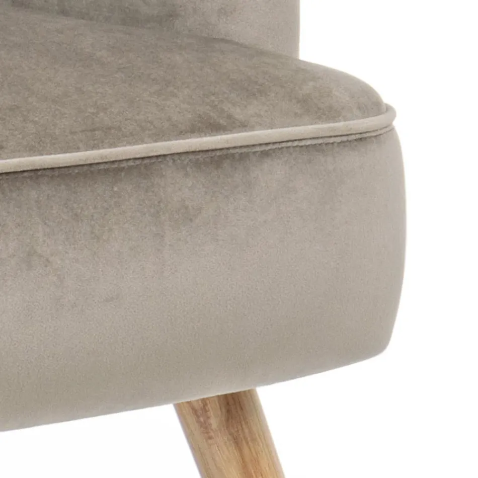 Fauteuil de Salon Effet Bois et Velours Design Scandinave - Cinzio Viadurini
