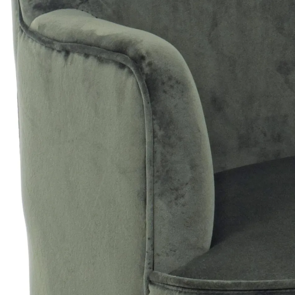 Fauteuil de Salon Effet Bois et Velours Design Scandinave - Cinzio Viadurini