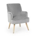 Fauteuil de Salon Effet Bois et Velours Design Scandinave - Cinzio Viadurini