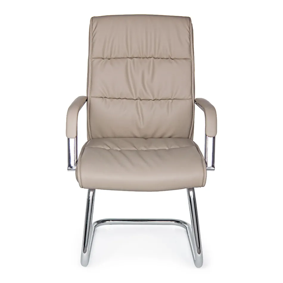 Chaise de Bureau Luge Acier et Eco-cuir avec Accoudoirs 2 Pcs - Monaldo Viadurini