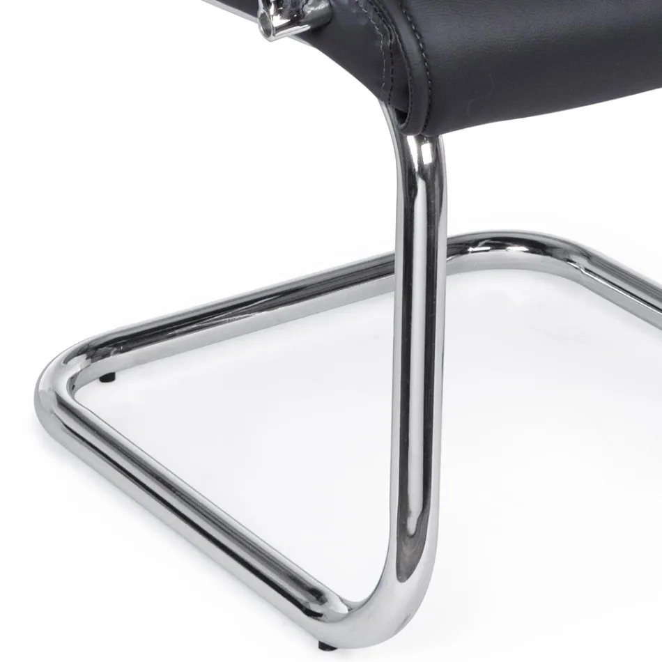 Chaise de Bureau Luge Acier et Eco-cuir avec Accoudoirs 2 Pcs - Monaldo Viadurini