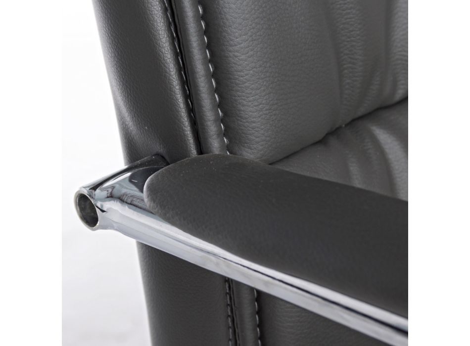 Chaise de Bureau Luge Acier et Eco-cuir avec Accoudoirs 2 Pcs - Monaldo Viadurini