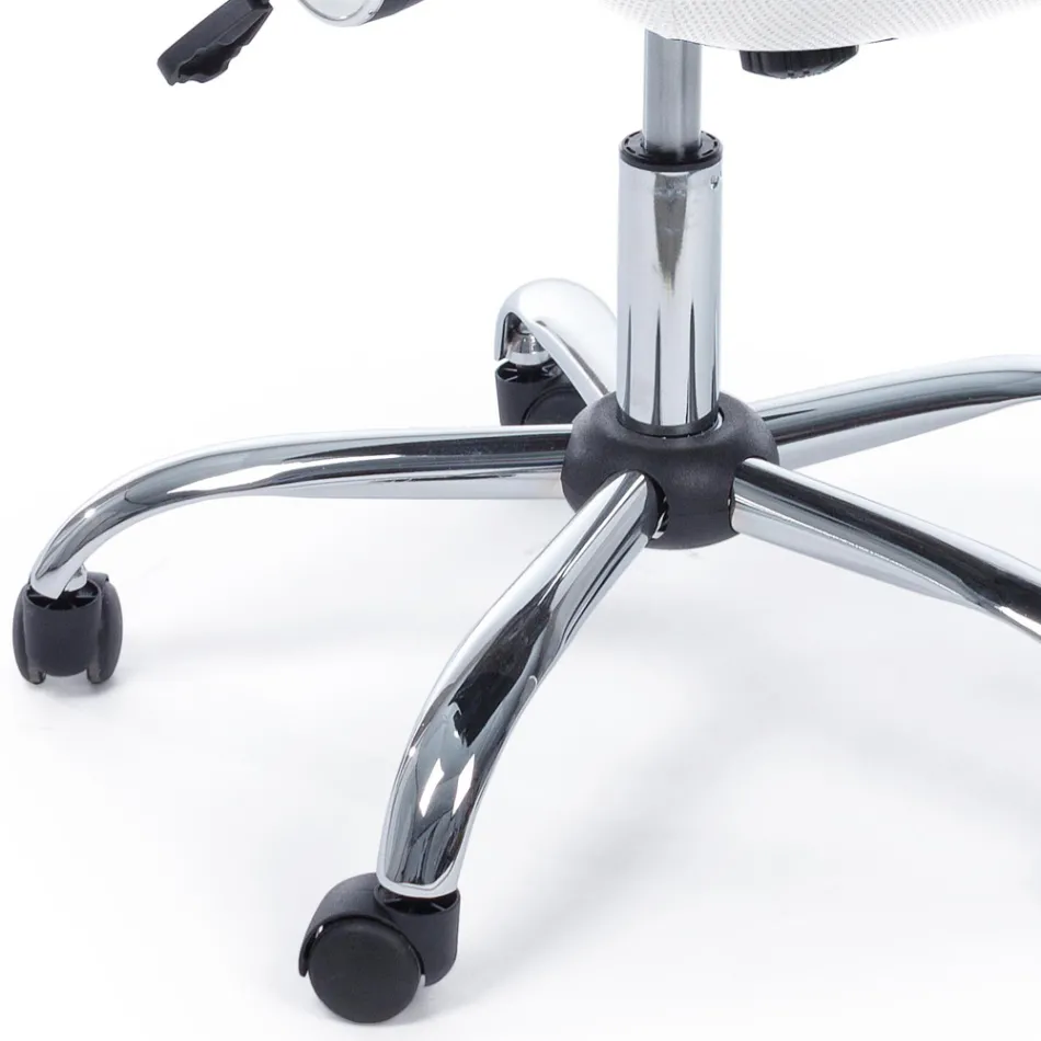 Chaise de bureau Accoudoirs et appui-tête en acier et tissu maillé - Cerreto Viadurini