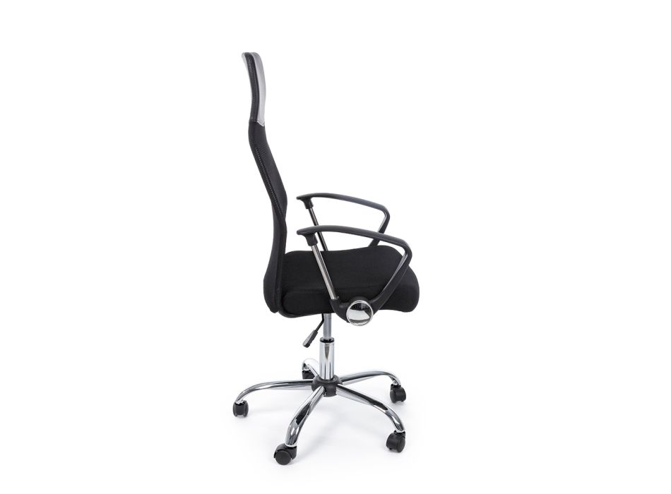 Chaise de bureau Accoudoirs et appui-tête en acier et tissu maillé - Cerreto Viadurini