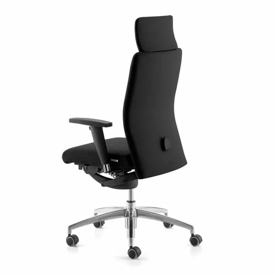 Fauteuil de bureau design ergonomique pivotant avec accoudoirs et appui-tête - Romolo Viadurini