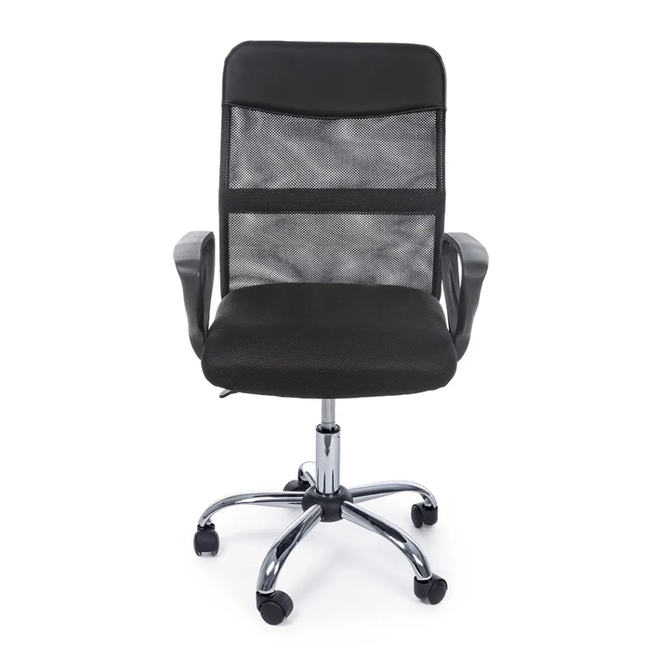 Chaise de Bureau Pivotante Acier et Polyester Mesh avec Accoudoirs - Amuni Viadurini