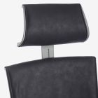 Chaise de bureau en polyester avec roulettes, accoudoirs et appui-tête - Rambey Viadurini