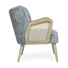 Fauteuil vintage en bois avec accoudoirs en rotin et polyester - Ludovica Viadurini