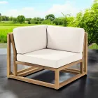 Fauteuil d'angle d'extérieur en teck naturel et coussins - Circé Viadurini