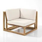 Fauteuil d'angle d'extérieur en teck naturel et coussins - Circe Viadurini