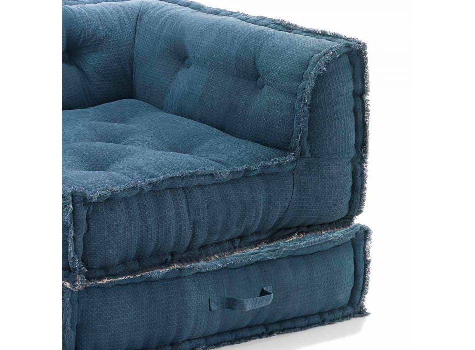 Fauteuil d'angle Chaise Longue en coton gris, vert ou bleu - Fibre Viadurini