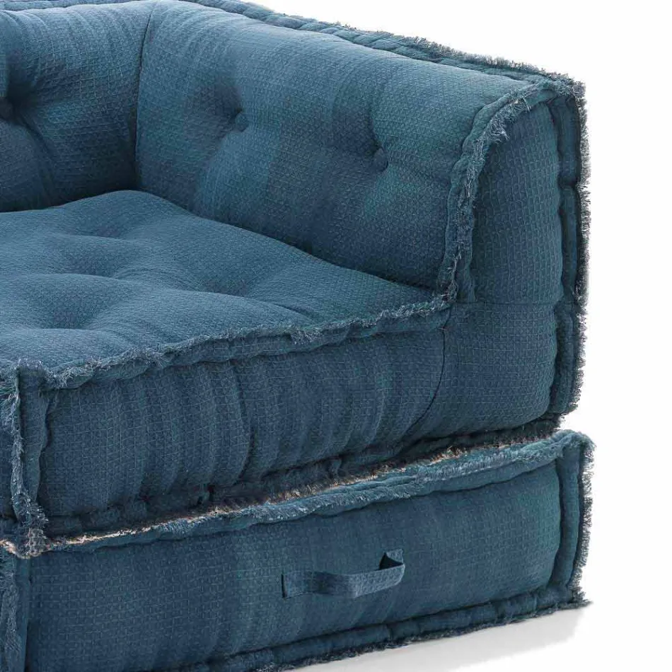 Fauteuil d'angle Chaise Longue en coton gris, vert ou bleu - Fibre Viadurini