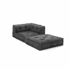 Fauteuil d'angle Chaise Longue en coton gris, vert ou bleu - Fibre Viadurini