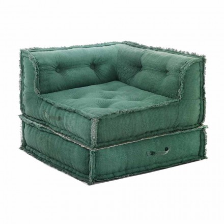 Fauteuil d'angle Chaise Longue en coton gris, vert ou bleu - Fibre Viadurini