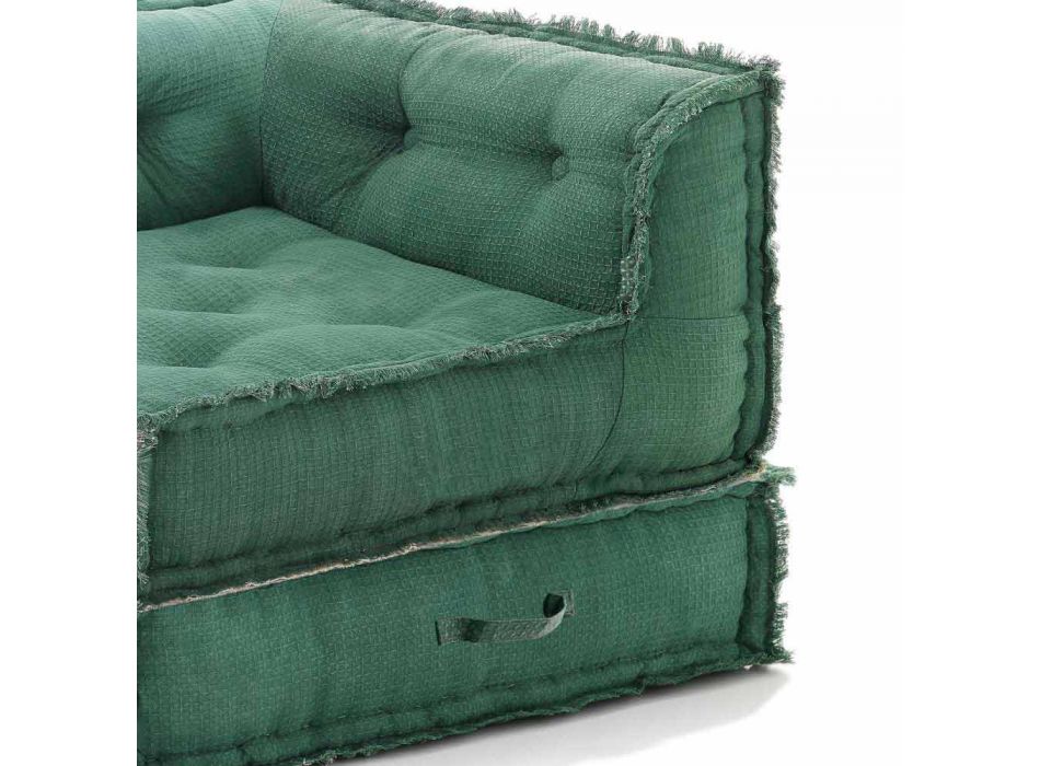 Fauteuil d'angle Chaise Longue en coton gris, vert ou bleu - Fibre Viadurini