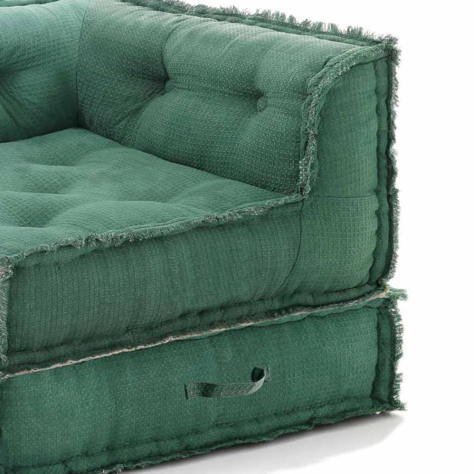 Fauteuil d'angle Chaise Longue en coton gris, vert ou bleu - Fibre Viadurini