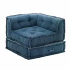 Fauteuil d'angle Chaise Longue en coton gris, vert ou bleu - Fibre Viadurini
