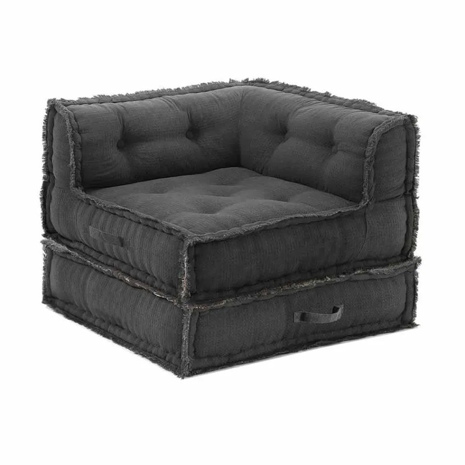 Fauteuil d'angle Chaise Longue en coton gris, vert ou bleu - Fibre Viadurini