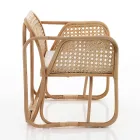 Fauteuil en rotin extérieur et intérieur et coussins en tissu Saia - Voir Viadurini