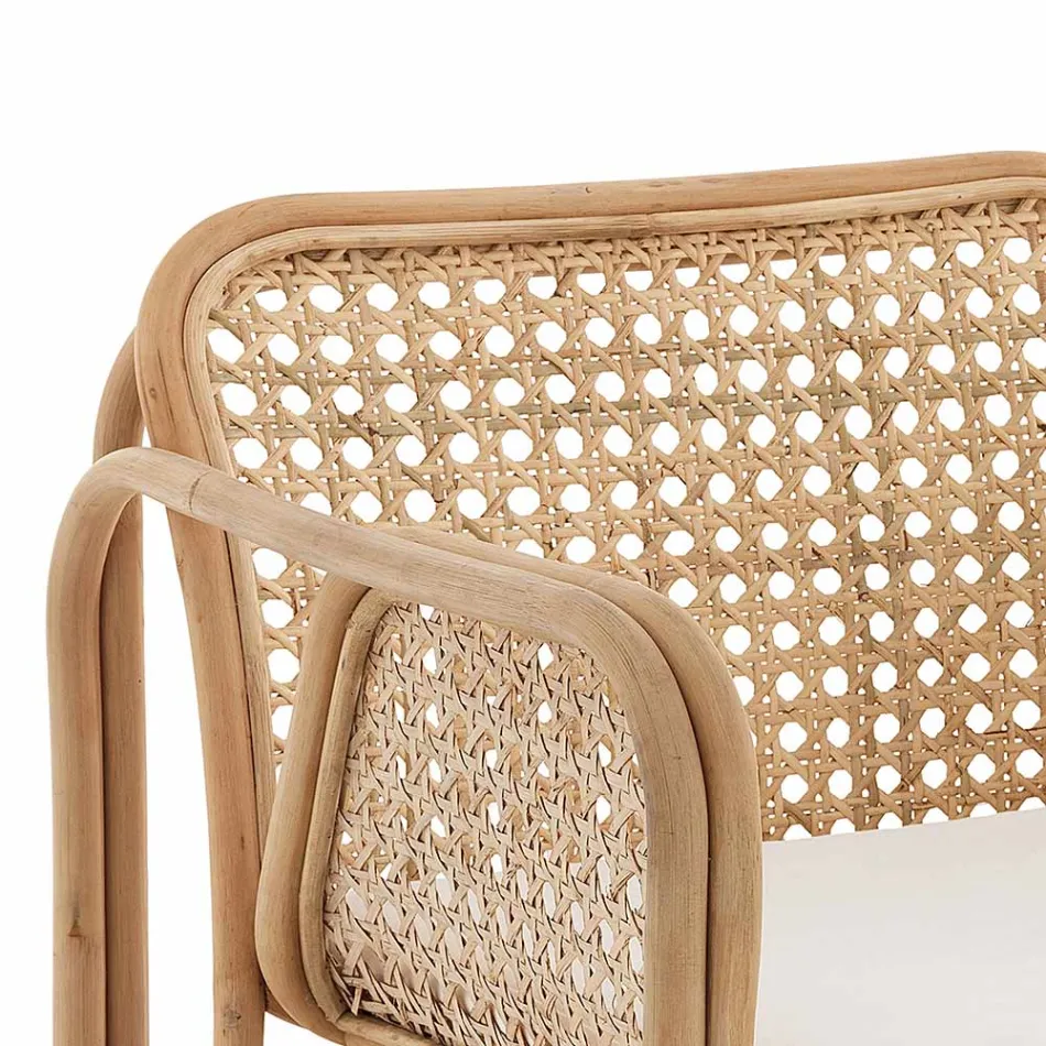 Fauteuil en rotin extérieur et intérieur et coussins en tissu Saia - Voir Viadurini