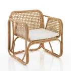 Fauteuil en rotin extérieur et intérieur et coussins en tissu Saia - Voir Viadurini