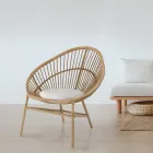 Fauteuil d'extérieur et d'intérieur en rotin et coussin en coton - Ecrire Viadurini