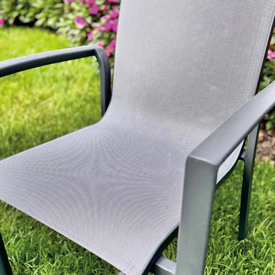 Chaise d'extérieur empilable en aluminium et textilène - Mira Viadurini
