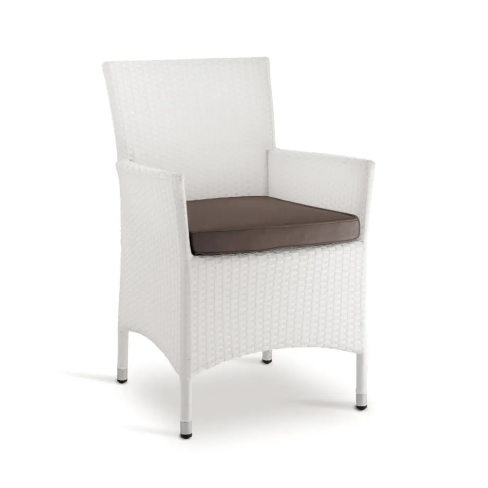 Chaise d'extérieur empilable en aluminium recouvert de rotin - Bruma Viadurini