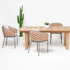 Fauteuil d'extérieur en aluminium et tissu Olefil tissé main - Reda Viadurini