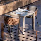 Fauteuil d'extérieur en aluminium et tissu Olefil tissé main - Reda Viadurini