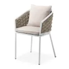 Fauteuil d'extérieur en aluminium et tissu Olefil tissé main - Reda Viadurini