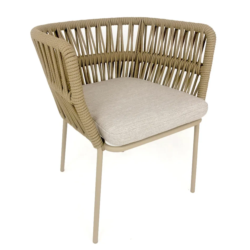 Fauteuil d'extérieur Cliff Talenti en corde et tissu par Palomba Viadurini