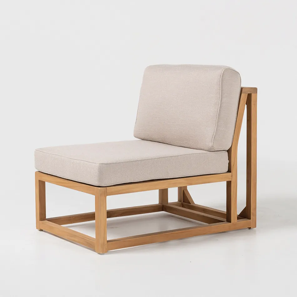 Fauteuil d'extérieur en teck naturel et coussins - Circé Viadurini