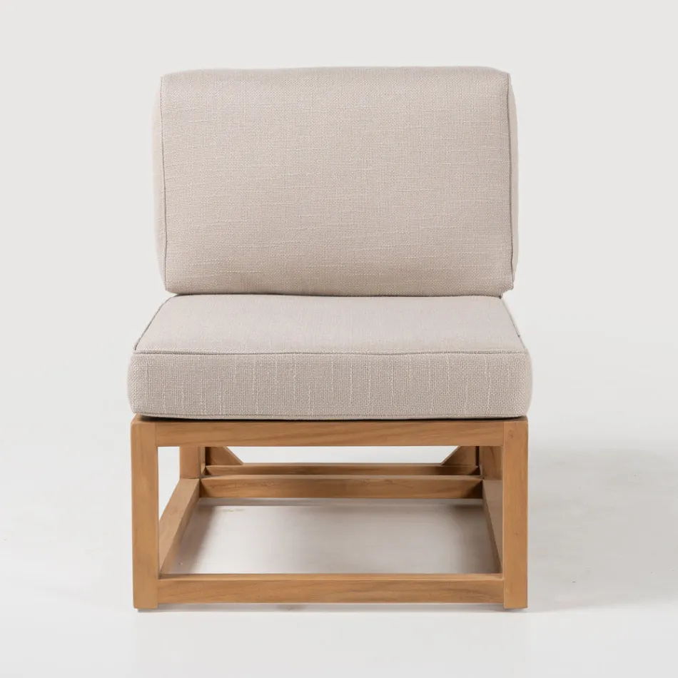 Fauteuil d'extérieur en teck naturel et coussins - Circé Viadurini