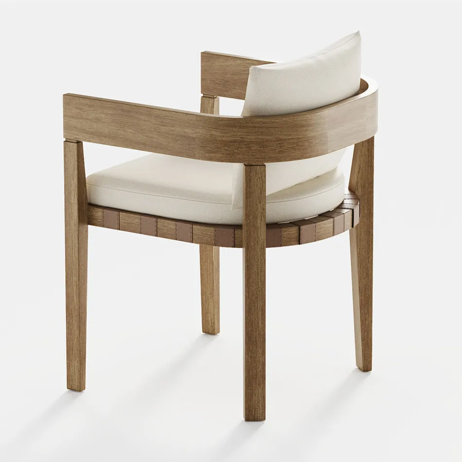 Fauteuil d'extérieur en tissu et structure en bois fabriqué en Italie - Briga Viadurini